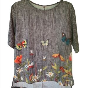 Butterfly Print Women's Top - Multicolor